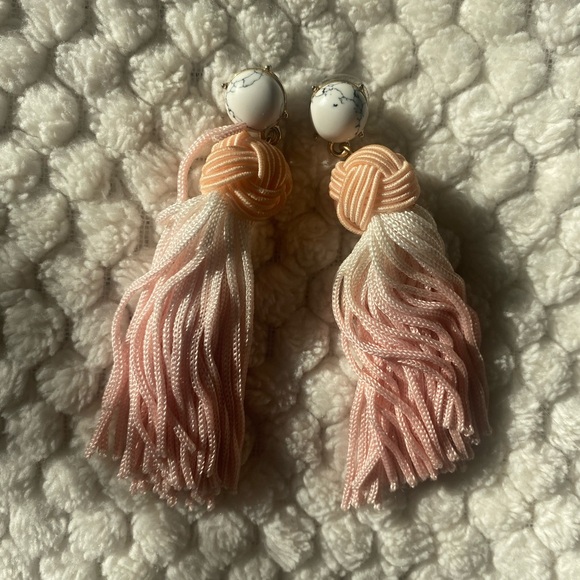 Pink Fashion Jewelry Hambre Tassel Earrings - Picture 2 of 3